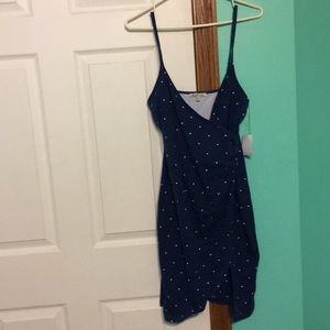 Polka dot navy and white dress
